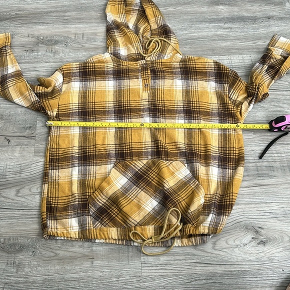 Kori America Flannel Half Button Pullover Yellow/Brown Sz L - Picture 7 of 9